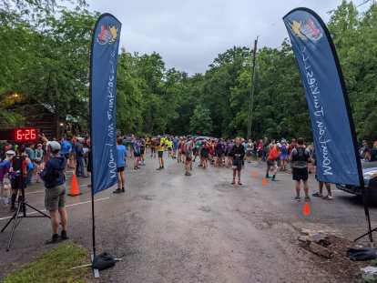 The start area of the Conquer the Cove Trail Marathon in Roanoke, Virginia. The start area of the Conquer the Cove Trail Marathon in Roanoke, Virginia.