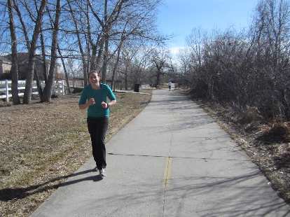 Kelly about a mile out from the finish of her longest run ever.