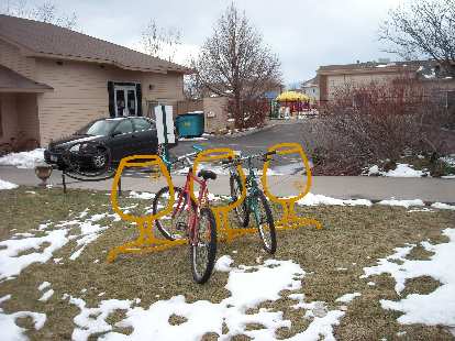 Afterwards we went over to Catalyst Coffee, but it was closed. Cool bike rack though!