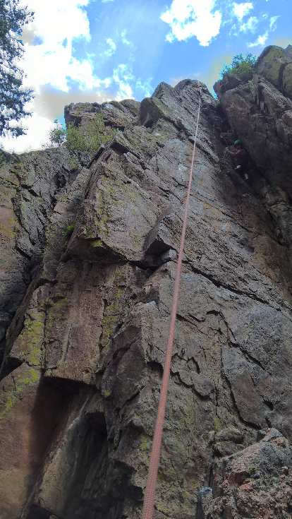 Diana climbing County Line (5.8) in the Southwest Alcove of Crystal Wall. Diana climbing County Line (5.8) in the Southwest Alcove of Crystal Wall.