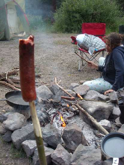 Roasting a wiener.