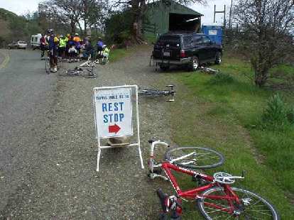 Mile 96, 2:01 p.m.: Rest stop at the Horse Barn. Mile 96, 2:01 p.m.: Rest stop at the Horse Barn.