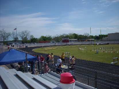 The start and finish of the Davy Crockett Bear Chase marathon was at the Groveton High School track in eastern Texas.