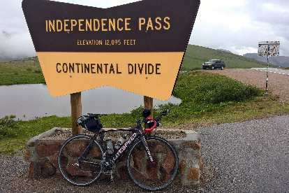 Independence Pass, elevation 12095 feet, black 2010 Litespped Archon C2