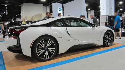 This white 2016 BMW i8 was TJ Ward's favorite car at the 2015 Denver Auto Show. white 2016 BMW i8
