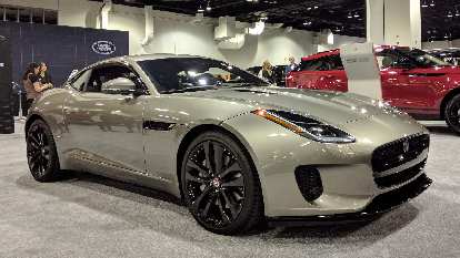 A silver Jaguar F-Type. A silver Jaguar F-Type.