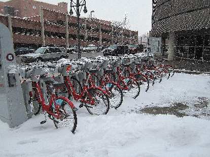 Denver's City Bike share program had no takers today. Denver's City Bike share program had no takers today.