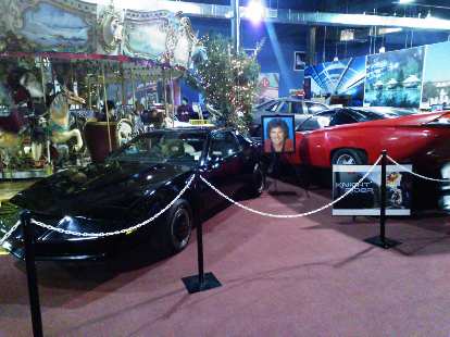 KITT and a Pontiac Banshee concept car as used in the original Knight Rider TV series and one of the Knight Rider movies.