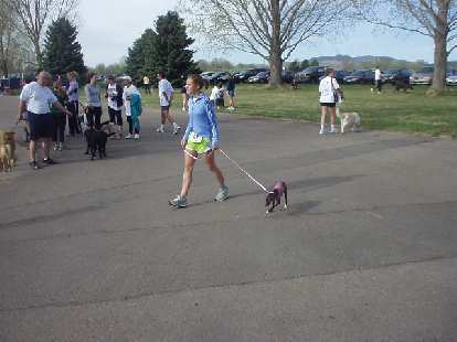 A runner and her little greyhound which was fast!