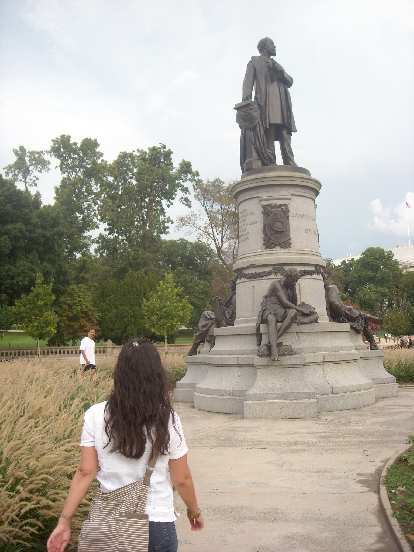 I met up with Tia (from Fort Collins but staying in the D.C. area for the summer) and she showed me around D.C..  Here she is in front of a statue of former U.S. president James A. Garfield.