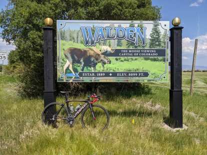 new Walden, Colorado sign: "The moose viewing capital of Colorado"