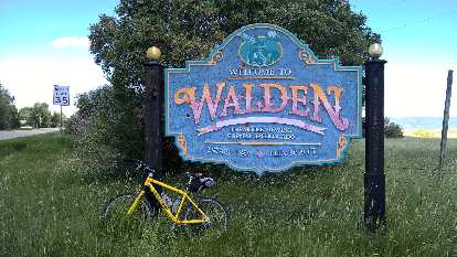 My yellow 1996 Cannondale F700 mountain bike in Walden, Colorado.