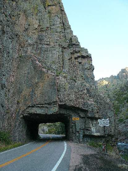 [Mile 25, 7:23 a.m.] The rock tunnel on Highway 14 in the Poudre Canyon.