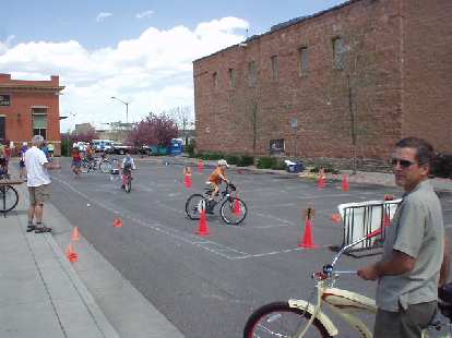 A bicycle obstacle course.