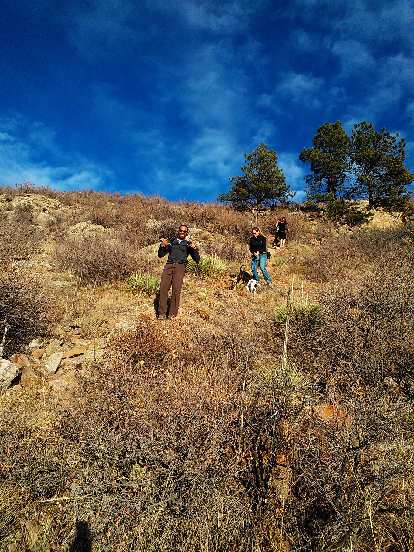Our third hike from Reservoir Ridge. Here's Jason, Noelle, and Katherine heading down to the Horsetooth Reservoir.