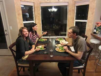 Thanksgiving dinner at my place with Kelly, Tori, and Ryan.  We got to eat some of the pumpkin pie from the race.