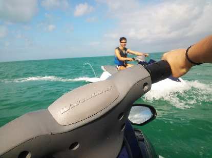 Jet skiing miles west of the shore of Marathon, Florida.