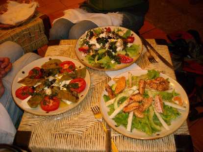Our salads, including my Costa Chica salad (bottom right) with salm