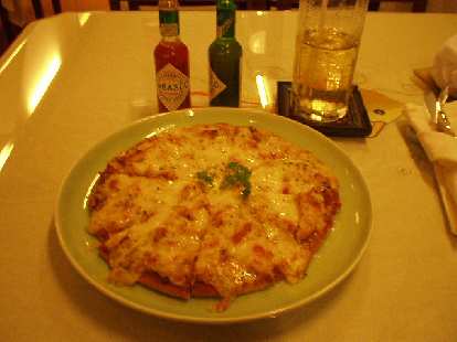 Asian pizza at Gold Fish, my favorite restaurant in Saigon.