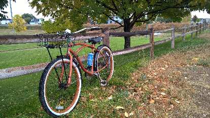 The Huffster waiting for me at the end of the Power Trail near Keenland Dr.