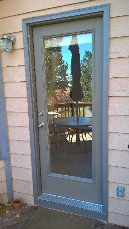newly painted grey rear door, after photo