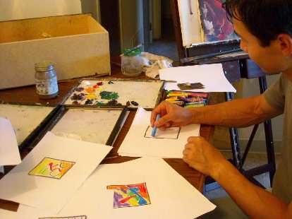 Felix Wong creating some quick thumb sketches for ideas on what to paint. (05 Jul 2010) Felix Wong creating some quick thumb sketches for ideas on what to paint.