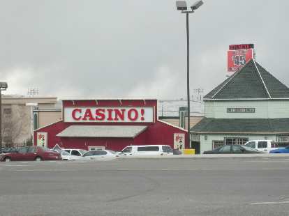 West Wendover is in Nevada, just beyond the state line with Utah. Hence there are lots of casinos here too. West Wendover is in Nevada, just beyond the state line with Utah. Hence there are lots of casinos here too.
