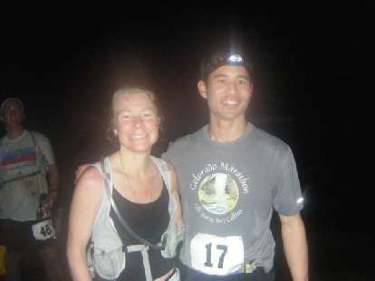 Thanks to Cat for running together with me on 62 miles of super muddy, rocky trails, and congrats on her 1st place woman finish in her first 100k Thanks to Cat for running together with me on 62 miles of super muddy, rocky trails, and congrats on her 1st place woman finish in her first 100k