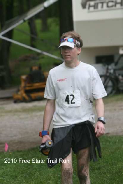 Dan finishing the 40-mile race. Photo: Free State Trail Run. Dan finishing the 40-mile race.