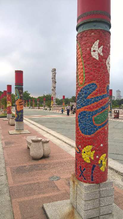 Pillars outside the China Museum of Fujian-Taiwan Kinship. Pillars outside the China Museum of Fujian-Taiwan Kinship.