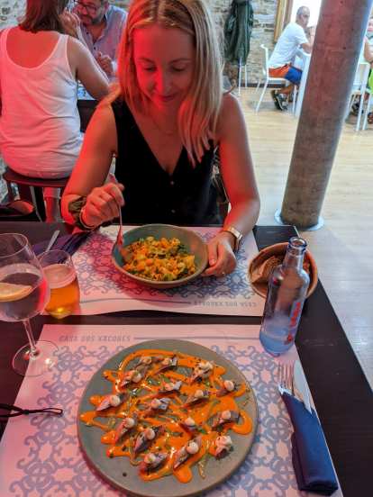 Andrea eating at the Casa dos Xacobes in Santiago de Compostela. (04 Aug 2021) Andrea eating at the Casa dos Xacobes in Santiago de Compostela.