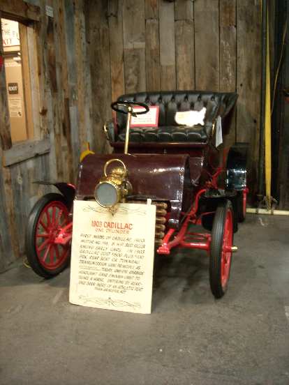 A 1903 Cadillac (one of the first ones) with a one-cylinder engine.