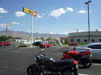 Mile 335: I decided it was a good idea to stop by Les Schwab Tires in Winnemucca, NV to replace the spare "just in case"...