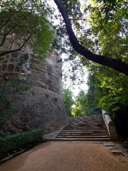 Steps along the periphery of the Alhambra.