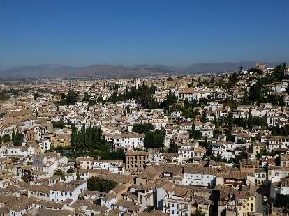 Albaicín, the old Moorish quarter of Granada, as seen from the Alhambra.