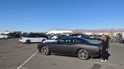 There were many modern-day muscle cars in the parking log of Grand Canyon West, including several Mustang convertibles and our Dodge Challenger R/T.