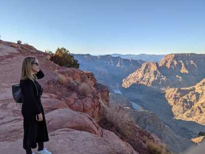 Andrea admiring the view of the Colorado River from Grand Canyon West.