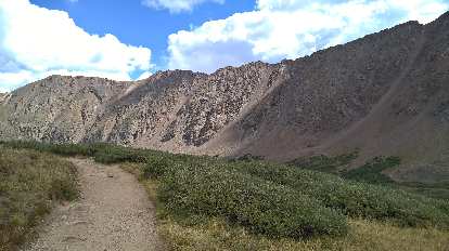 The trail and steep embankments to the right. The trail and steep embankments to the right.
