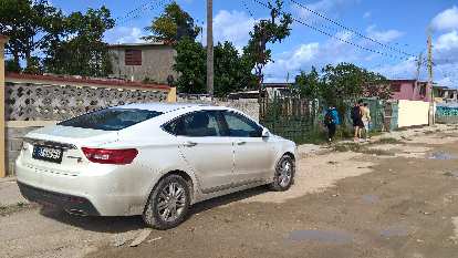 A newish Geeley Emgrand sedan in Guanabo, Cuba.