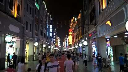 The half-mile Shangxiajiu Pedestrian Street at night in Guangzhou, China.