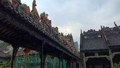 Exquisite rooftops at the Chen Clan Ancestral Hall in Guangzhou, China.