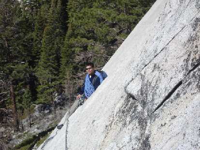 Here's Felix Wong belaying Dave on what I think was the 2nd pitch.