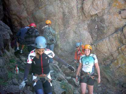 Jen and Kelly having safely rappelled down. Jen and Kelly having safely rappelled down.