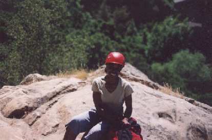 My lovable climbing partner Kristina, ready to climb.