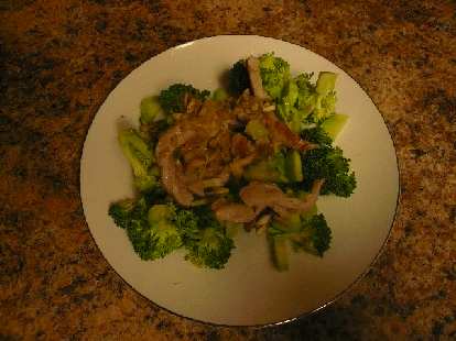 Chicken and broccoli.