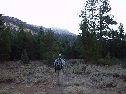 8:40 a.m.: "Where did the trail go?" Following Adam towards the peaks for many miles off-trail. 8:40 a.m.: "Where did the trail go?" Following Adam towards the peaks for many miles off-trail.