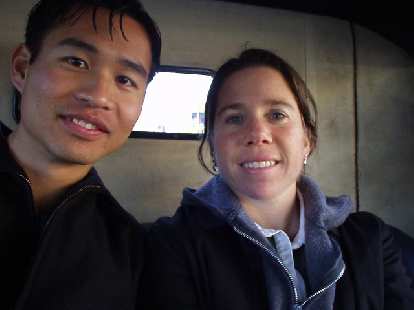 Here's Felix Wong and Sharon together in the backseat of the Star. Personally I thought it was pretty romantic to get to ride in a horseless carriage through much of the tree-lined Rose Parade route. Here's Felix Wong and Sharon together in the backseat of the Star. Personally I thought it was pretty romantic to get to ride in a horseless carriage through much of the tree-lined Rose Parade route.