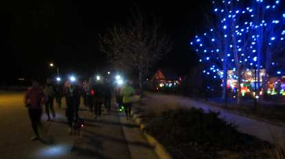Running during the Fort Collins Running Club's Holiday Lights Run.