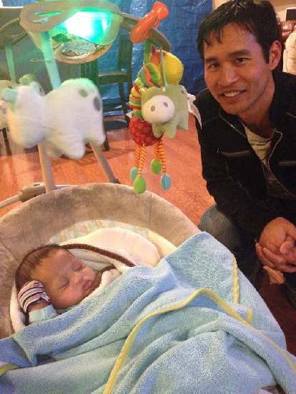 Felix Wong with Bandy's new kid.