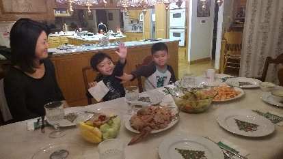 My nephews during a Christmas Day dinner.